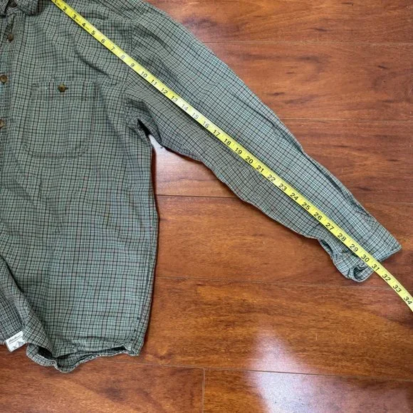 Eddie Bauer Men's Green Micro Plaid Long Sleeve Casual Button Shirt Size XL - Picture 11 of 12